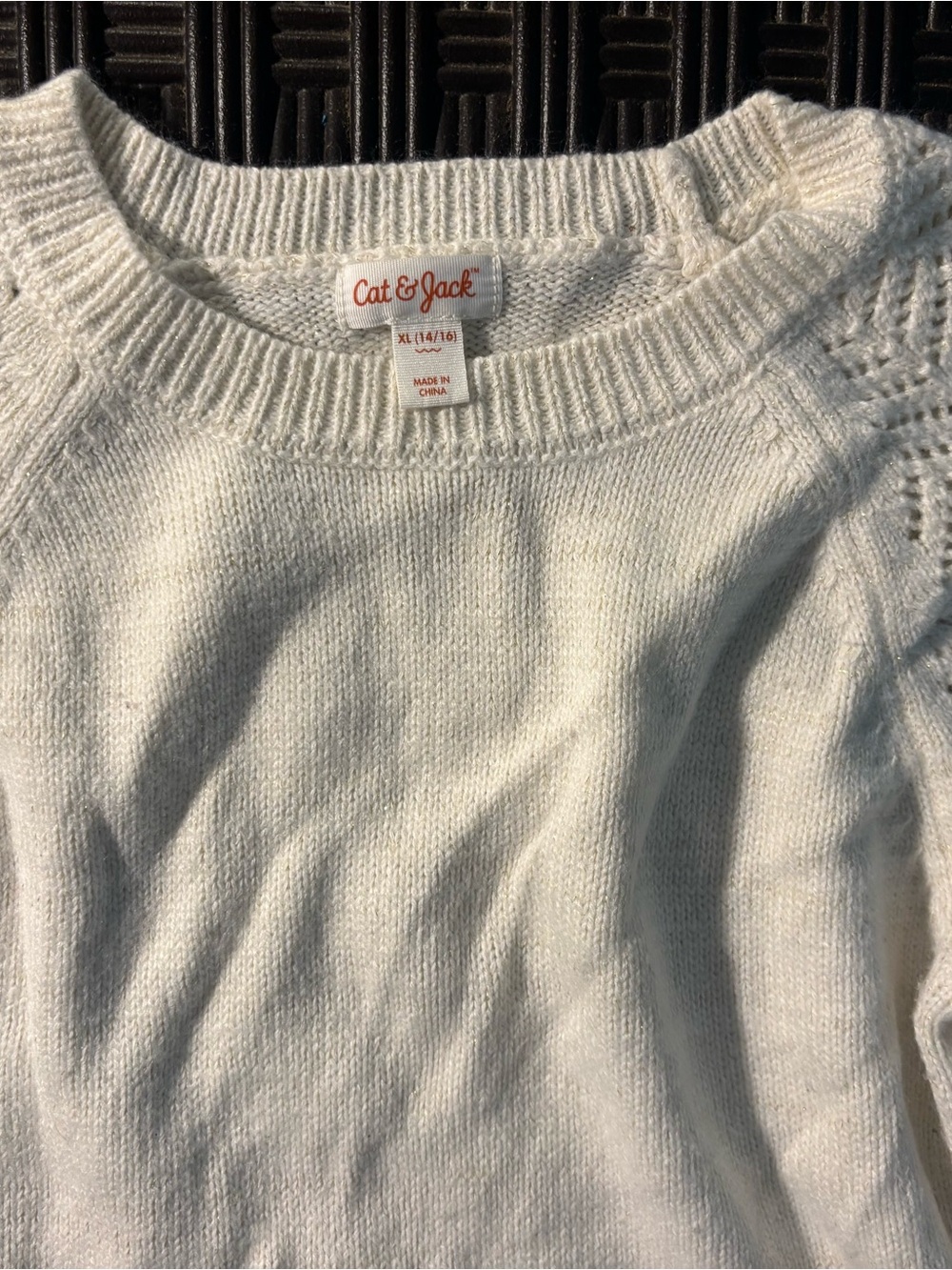 Womens Cat & Jack Off-White Crew Neck Knit Sweater Dress